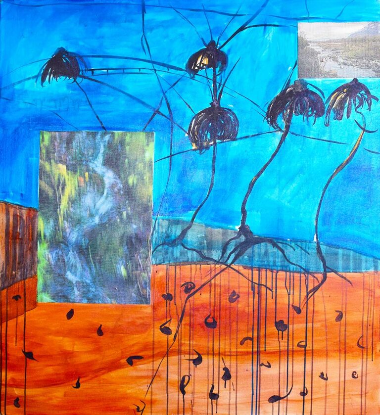acrylic, encre, photo sur toile microperforée..